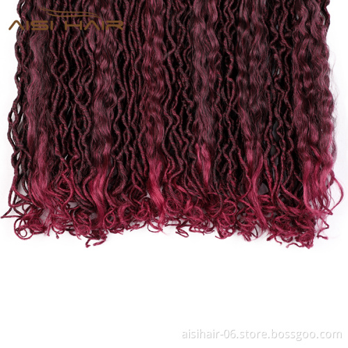 Aisi Hair Goddess Faux Locs Crochet Braids Hair Wine Red Faux Locks Synthetic Braids Hairpieces Extensions For Black Women